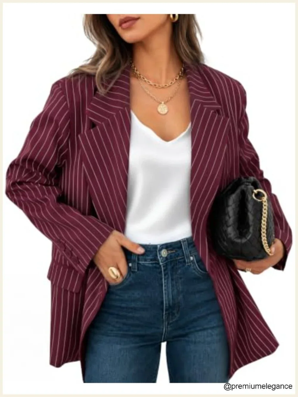 Striped Blazer Women Business Casual Open Front Long Sleeve Suit Jacket